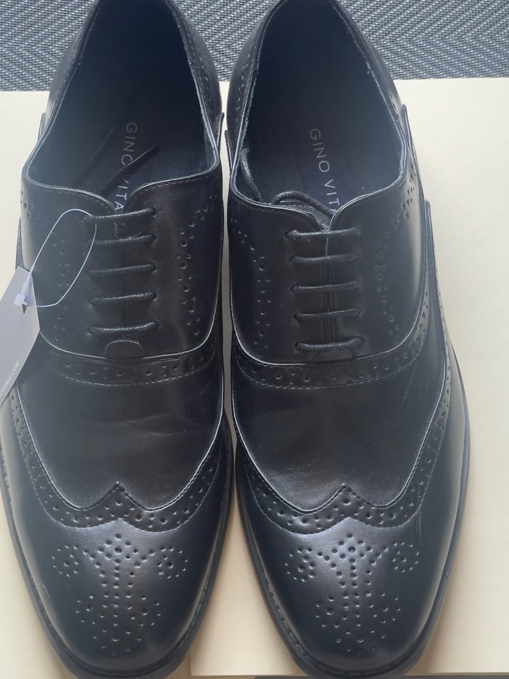 Gino Vitale Black Leather Wingtip Derby Shoes